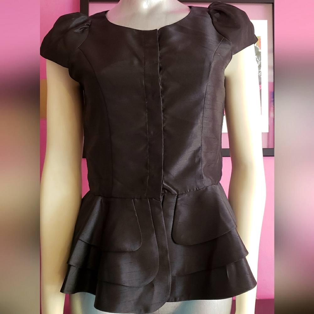 NWT C.Luce black cap sleeve blouse or jacket size S